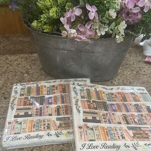 I Love Reading Decorative Paper Napkins - Bookshelf Print, two sets of 18 napk